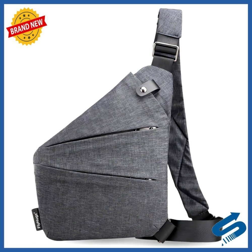 Canvas Crossbody Sling Bag Multi-Pocket Anti-Theft Travel Daypack Adjustable